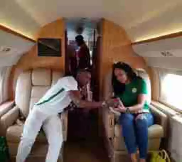 Tboss Flies In Private Jet With Ubi Franklin To Watch Nigeria - Zambia Match (Photos)